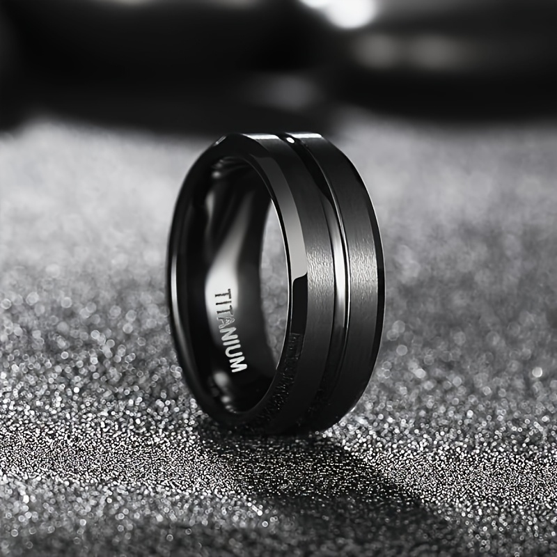 PANASH Men's 8mm Titanium Ring Matte Business Style for Wedding Engagement